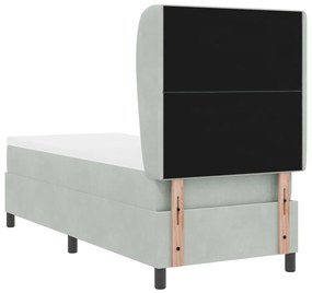 Boxspring Ágy Matrac Közép Szürke 80x200 cm Bársony