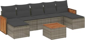 vidaXL 8 részes szürke polyrattan kerti ülőgarnitúra párnákkal