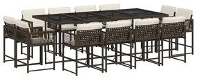 vidaXL 13 részes barna polyrattan kerti ülőgarnitúra párnákkal