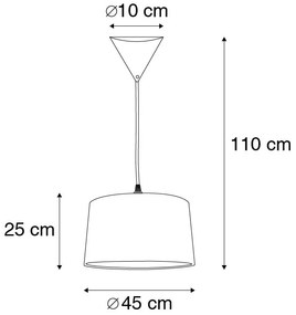 Modern függőlámpa fekete fehér árnyékolóval 45 cm - Pendant