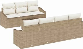 vidaXL Kanapé Szett párnával tárolóval 8 pcs Beige és krém polirattan