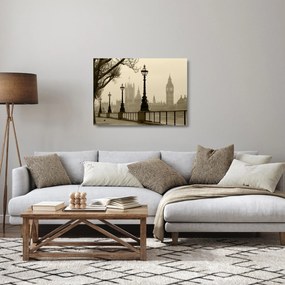 Kép - London a ködben, Anglia (üvegen) (70x50 cm)