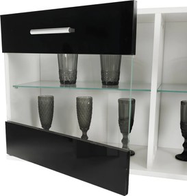 Nappali sor LED világítással, fehér/fekete- extra magas fényű HG, LEO