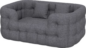 PawHut Kis Kutyafekhely Kutyáknak 2 Párnával, Csúszásmentes Alappal, Levehető és Mosható Borítóval 90x60x35 cm Szürke | Aosom