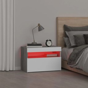 szürke sonoma színű éjjeliszekrény LED világítással 60x35x40 cm