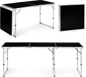 Kerti asztal, MultiGarden GB030-180, fekete, 180 x 60 cm, összecsukható, állítható magasság (60–70 cm), hordfogantyúval, teherbírás: 50 kg