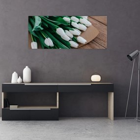 Egy csokor fehér tulipán képe (120x50 cm)