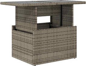 vidaXL szürke polyrattan üveglapos kerti asztal 100x55x73 cm