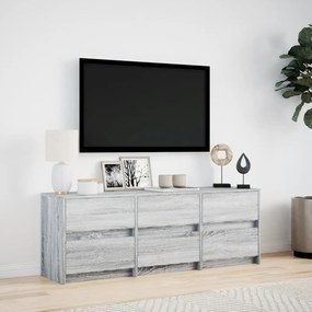 szürke sonoma színű szerelt fa LED-es TV-szekrény 140x34x50 cm