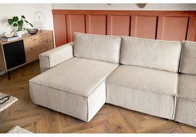 Krémszínű kordbársony sarokkanapé (jobb oldali-"U" alakú) Nihad modular – Bobochic Paris