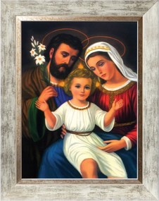 Szent Család Szakrális Kép Fehér Díszkeretben 30X40