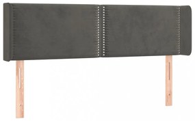 sötétszürke bársony LED-es fejtámla 147 x 16 x 78/88 cm