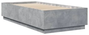 betonszürke szerelt fa ágykeret 100 x 200 cm