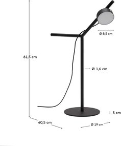 Fekete fém LED dimmelhető asztali lámpa (magasság 61,5 cm) Orey – Kave Home