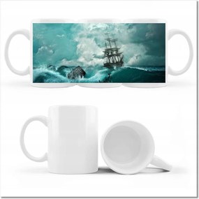 Nyomott mintás bögre Vihar Tenger Hajó Tájkép