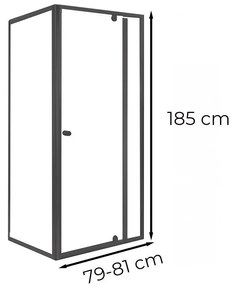 Flexi 80x90 cm sarokba szerelhető aszimmetrikus zuhanykabin zuhanytálca nélkül