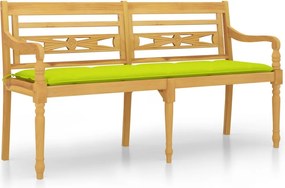vidaXL tömör tíkfa Batavia pad világoszöld párnával 150 cm