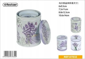 Kerek fémdoboz levendulával Dekoratív tárolódoboz