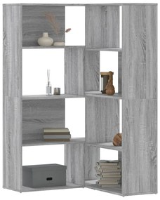 4 szintes szürke szerelt fa sarokkönyvespolc 85x85x140 cm