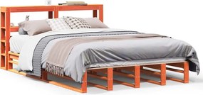 vidaXL viaszbarna tömör fenyőfa ágy matrac nélkül 120 x 190 cm
