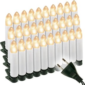 NEXOS Gyertyák karácsonyfára 30 LED zöld kábel meleg fehér