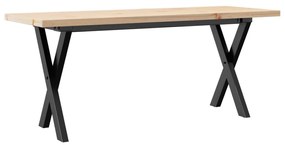 tömör fenyőfa és öntöttvas X-vázú dohányzóasztal 110x40x45,5 cm