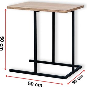 Puro fém dohányzóasztal, atlanti fenyő-fekete, 50 cm