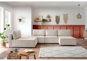 Krémszínű kordbársony sarokkanapé (variálható) Nihad modular – Bobochic Paris