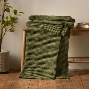Zöld pamut takaró 150x200 cm Jaipur Chunky Waffle – Pineapple Elephant