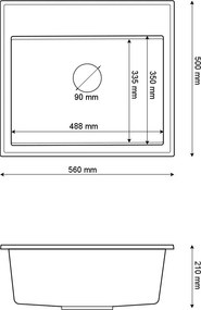 Gamma Modern 5055, 1 rekeszes gránit mosogató 560x500x210 mm, bézs, GMA-ZM-55-B