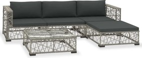vidaXL 5-részes szürke polyrattan kerti bútorszett párnákkal