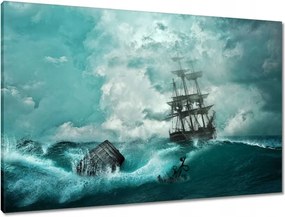 Vászonkép 90x60 Vihar Tenger Hajó Tájkép