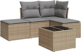 vidaXL 5 részes bézs polyrattan kerti ülőgarnitúra párnákkal