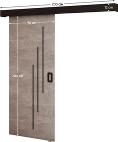 Tolóajtó, beton/fekete/fekete, BERI 90 6