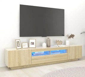 sonoma tölgy színű TV-szekrény LED-lámpákkal 200 x 35 x 40 cm