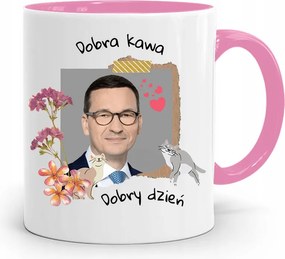 Rózsaszín Politikai Bögre Mateusz Morawiecki Miniszterelnök fényképes nyomtatással