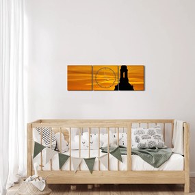 Templom a naplementében képe (órával) (90x30 cm)
