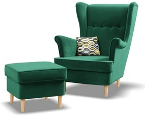 Uszak lábtartó, bársony, zöld