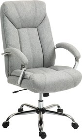 Vinsetto Ergonomikus Irodai Szék Rugós Funkcióval Kárpitozott Karfával és Fejtámlával Magasságban Állítható Forgószék Támasszal Nylon Világosszürke 65