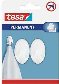 Műanyag akasztó, öntapadó, ovális, S méret, TESA, fehér (TE66602)