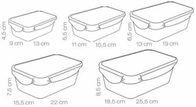 Tescoma FRESHBOX téglalap alakú ételtároló doboz, 5 db