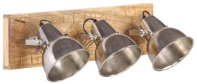 ezüstszínű tömör mangófa ipari falilámpa 70 x 23 cm E27