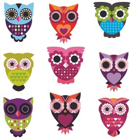 Owls öntapadó dekoráció, 30 x 30 cm