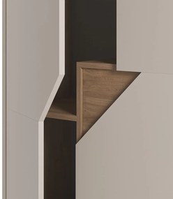 Krémszínű-natúr színű komód tölgyfa dekorral 85x120x40 cm Lilou – Marckeric