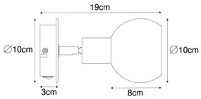 Art Deco spotlámpa fekete füstüveggel és fával - Vidro