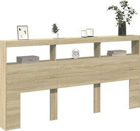 sonoma tölgy színű áthidalószekrény LED-ekkel 200 x 17 x 102 cm