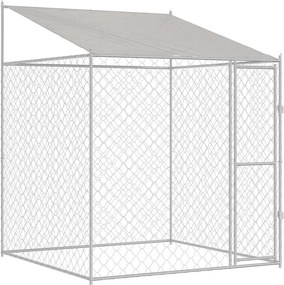 vidaXL Kutya ketrec tetővel Ezüst 200 x 200 x 258 cm Acél és PE