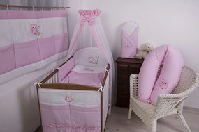 4 részes babaágynemű szett - Lulu bagoly, rózsaszín pöttyös