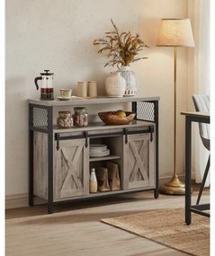 FIRA tolóajtós komód, taupe/fekete színben