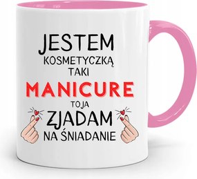 Rózsaszín Bögre Kozmetikusnak Kozmetikus Vagyok, fényképes nyomattal